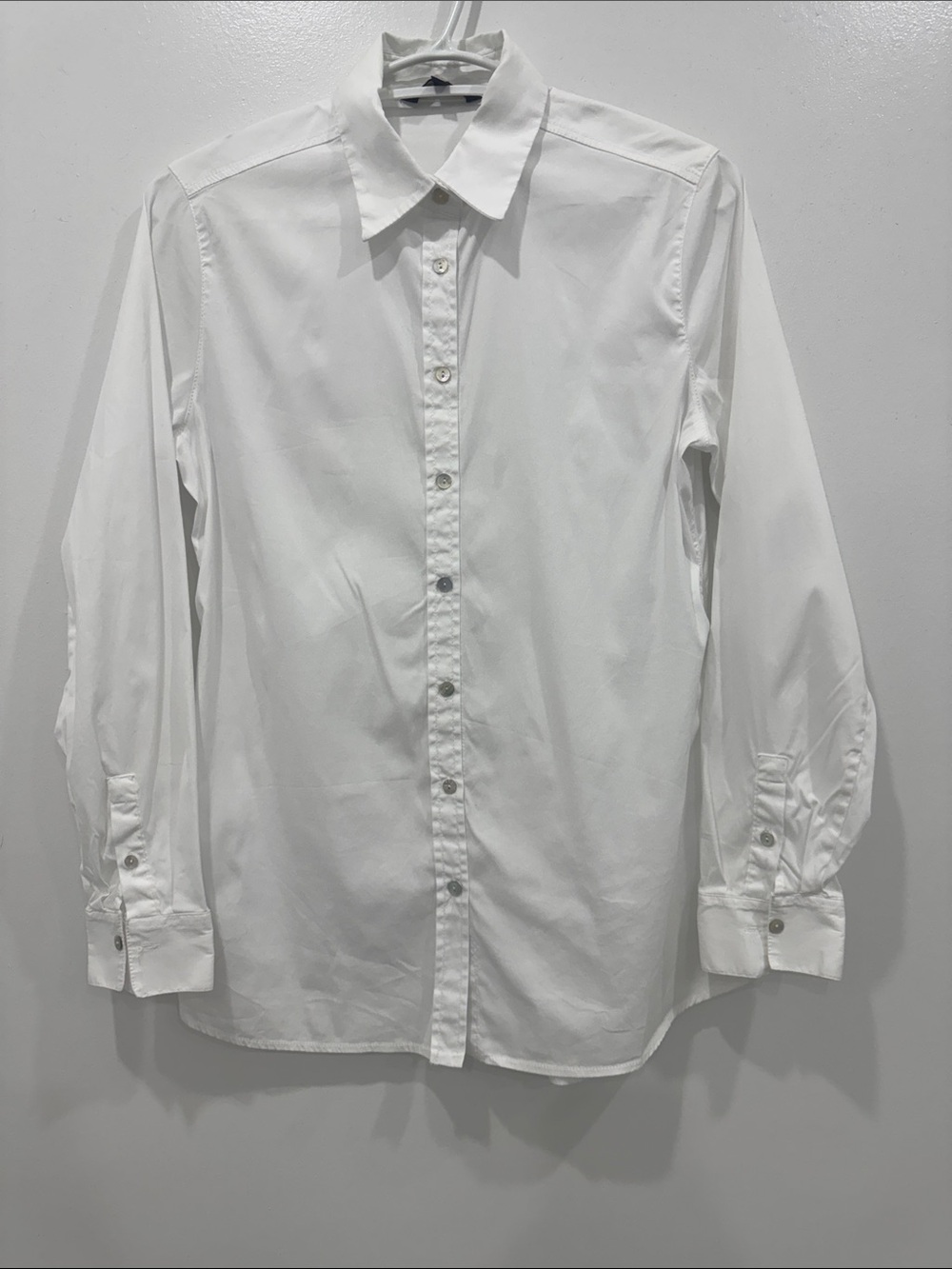 Massimo Dutti Cotton Blend Stretch White Button Down Shirt EU36 US4 Long Sleeve
